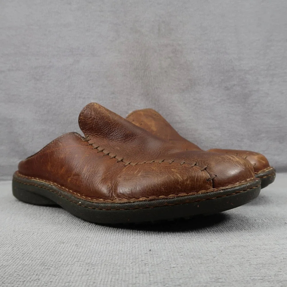 UGG Shoes Mens 12 Mule Slippers Clogs Brown Leather Slip On Sheepskin Casual